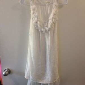 Blu Pepper White Sleeveless Tunic with Floral Accents